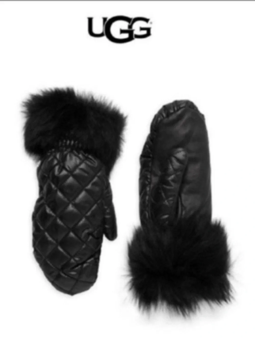 UGG Women's Quilted Shearling Mittens Black with Touchscreen
